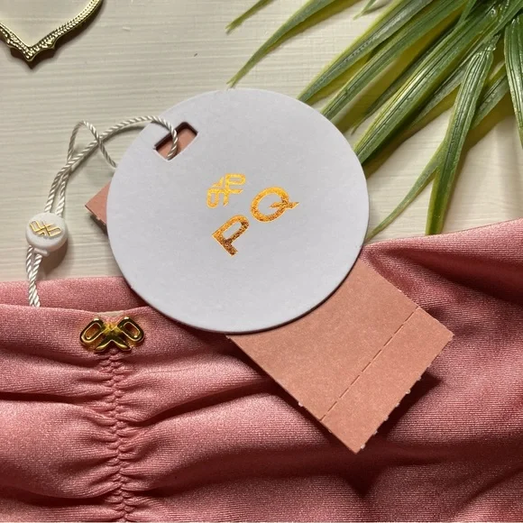 PQ Swim 👙 Rose-Gold Underwire Tie-Back Bikini TopCinched Bottoms 🏝🏄🏼‍♀️